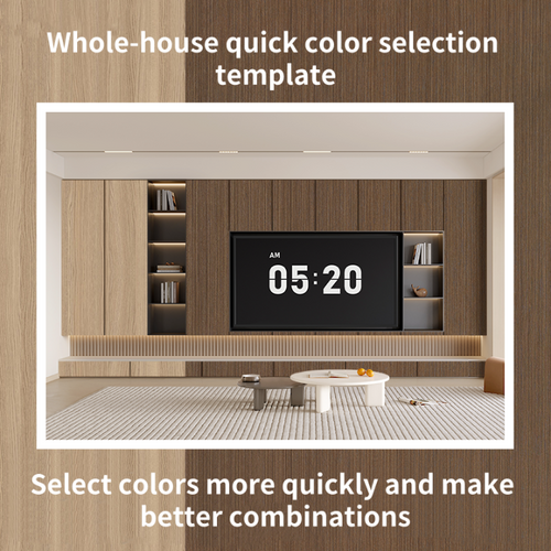 Warm Wood Grain Living Room Color Scheme Card for Cozy Home Decor